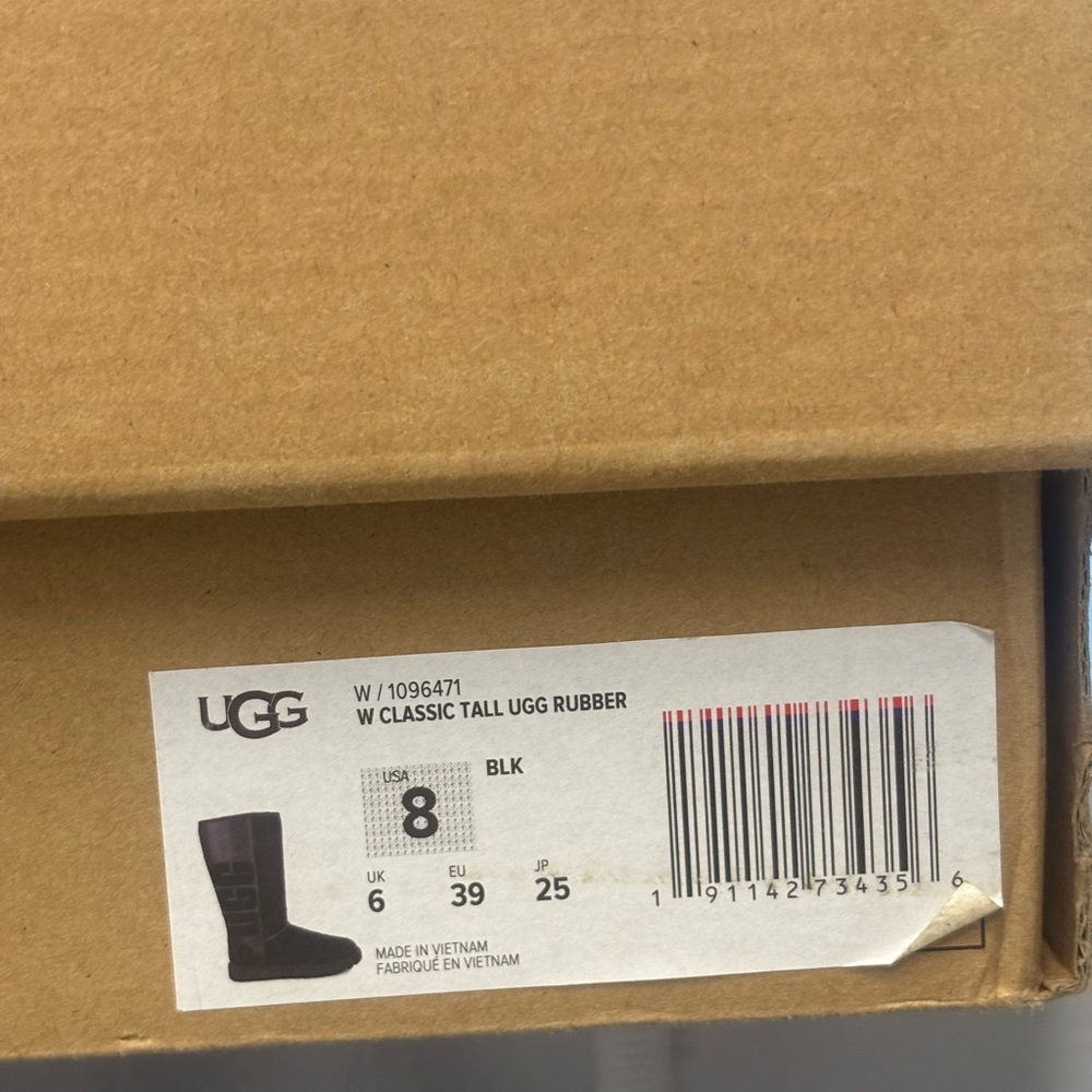 UGG Classic Tall Logo Black Rubber Boot - Picture 2 of 16